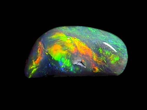 Ópalo negro de Lightning Ridge, verde-naranja, forma libre