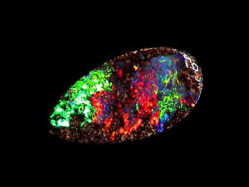 Queensland Boulder Opal Pear Shape – Red, Green & Blue