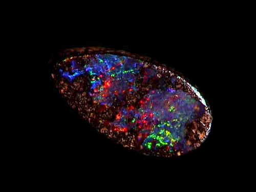 Queensland Boulder Opal Pear Shape – Red, Green & Blue