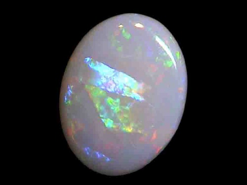 Mehrfarbiger weißer Kristallopal aus Coober Pedy in ovaler Form