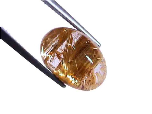 Quartz Rutile Blanc Doré en Cabochon Ovale
