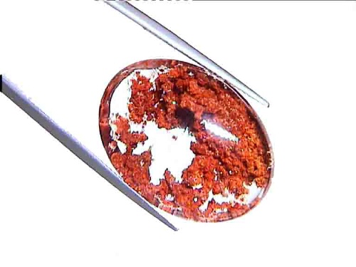 Brazilian White Quartz Oval Cabochon with Copper Inclusions