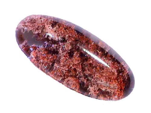 Brazilian Quartz Oval Cabochon with White and Copper Inclusions