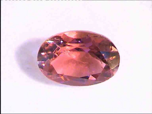 Rubellite ovale du Brésil, rouge et pêche