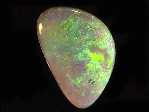 Ópalo negro de Lightning Ridge en forma libre verde-amarillo