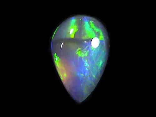 Opale nero di Lightning Ridge a forma di pera – Verde-Arancio