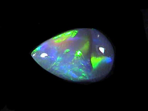 Opale nero di Lightning Ridge a forma di pera – Verde-Arancio