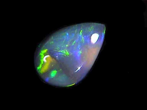 Opale nero di Lightning Ridge a forma di pera – Verde-Arancio