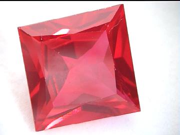 Pigeon Blood Red Synthetic Ruby in Princess Cut