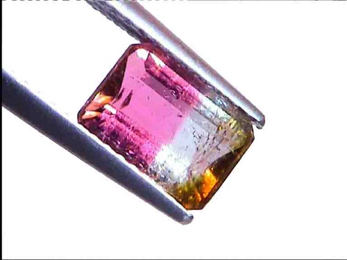 Tourmaline tricolore du Brésil – Rose, Blanche et Jaune, Taille Octogonale