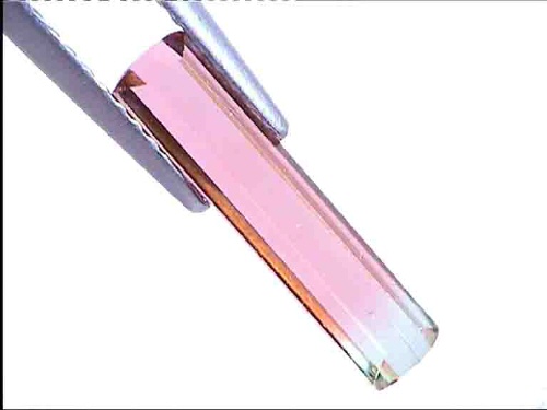 Tourmaline bicolore rose et blanche, octogone allongé