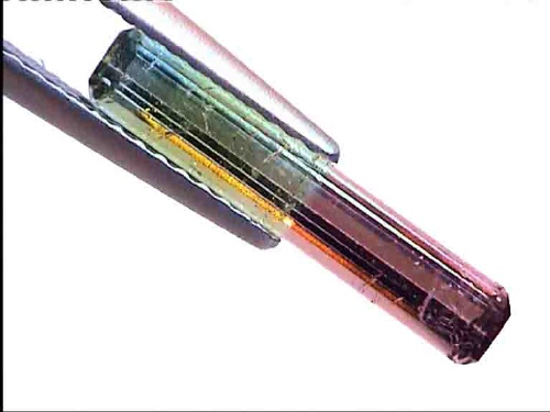 Tourmaline bicolore verte et rose du Brésil, octogone allongé