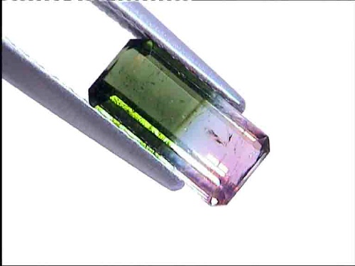 Tourmaline bicolore verte et rose du Brésil, forme octogonale