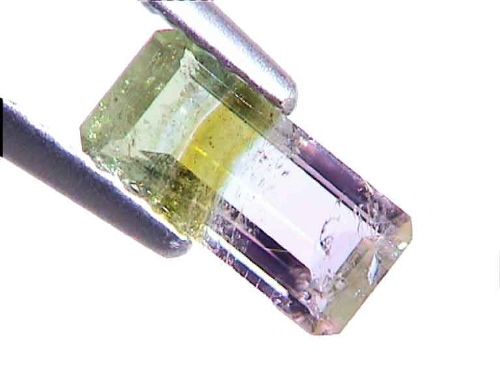 Tourmaline tricolore du Brésil rose, olive et vert clair – Octogone