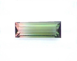 Tourmaline tricolore du Brésil, taille baguette